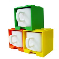 Cube Mug - Green, Orange and Yellow Set 