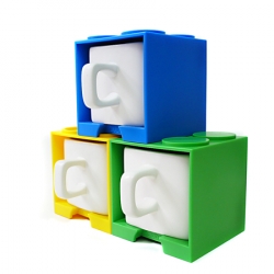 Cube Mug - Blue, Yellow and Green Set
