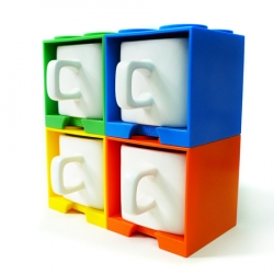 Cube Mug - Blue, Green, Orange and Yellow Gift Set