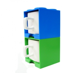 Cube Mug Blue and Green 2 in 1