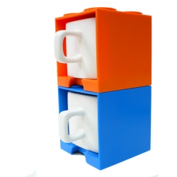 Cube Mug - Blue and Orange 2 in 1
